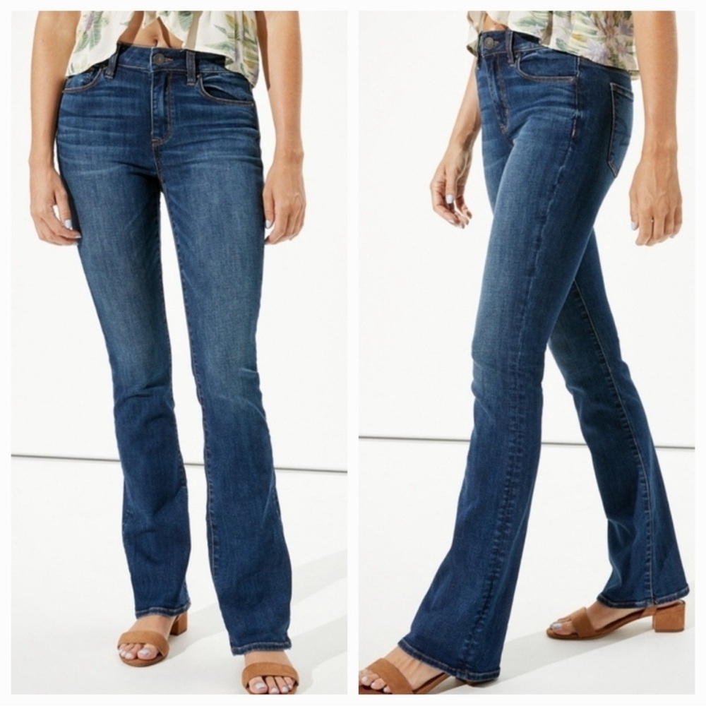 American Eagle High Rise Skinny Kick Blue Jeans